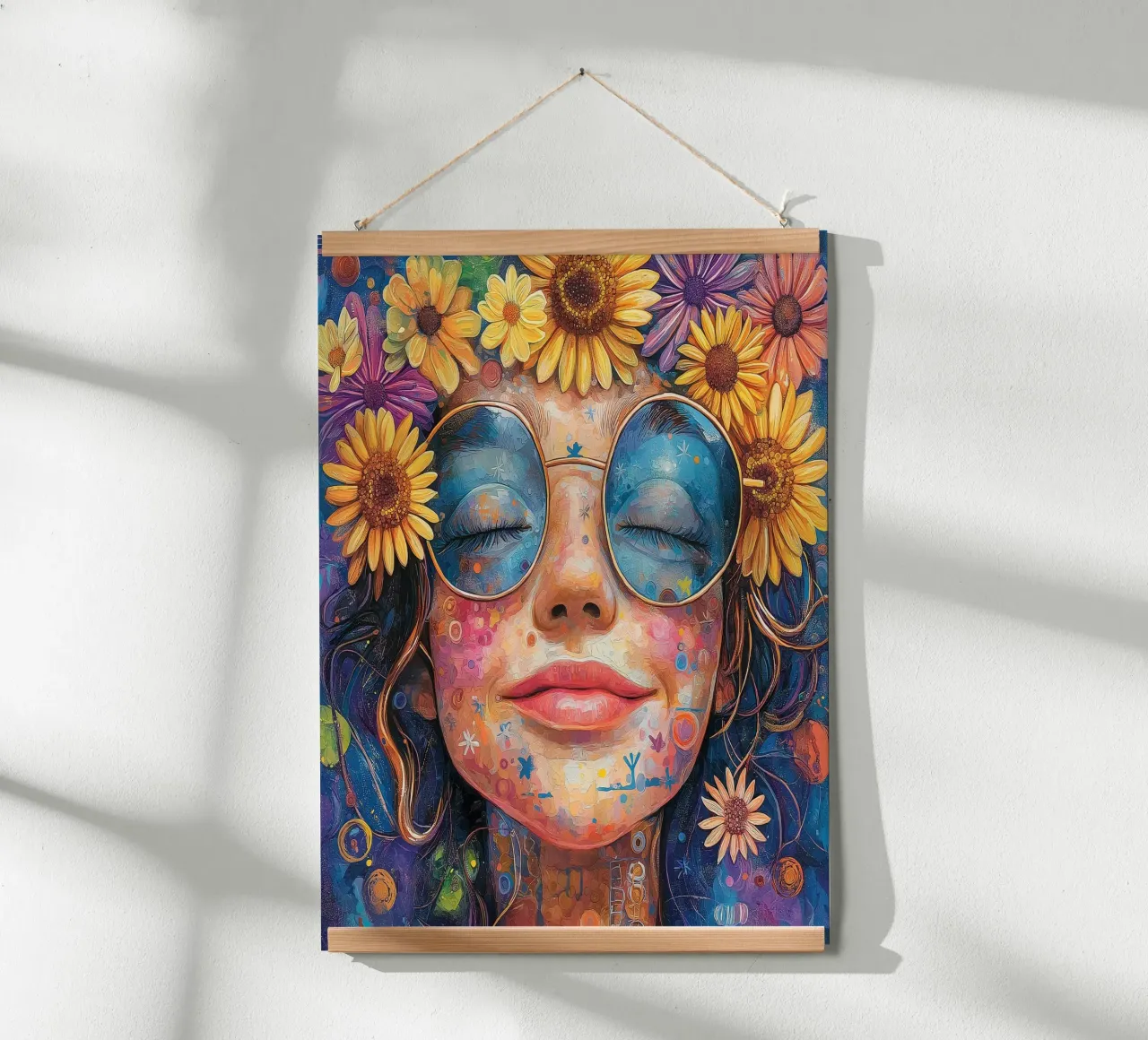 Faccia felice colorata poster con telaio in alluminio da Motivate-Today