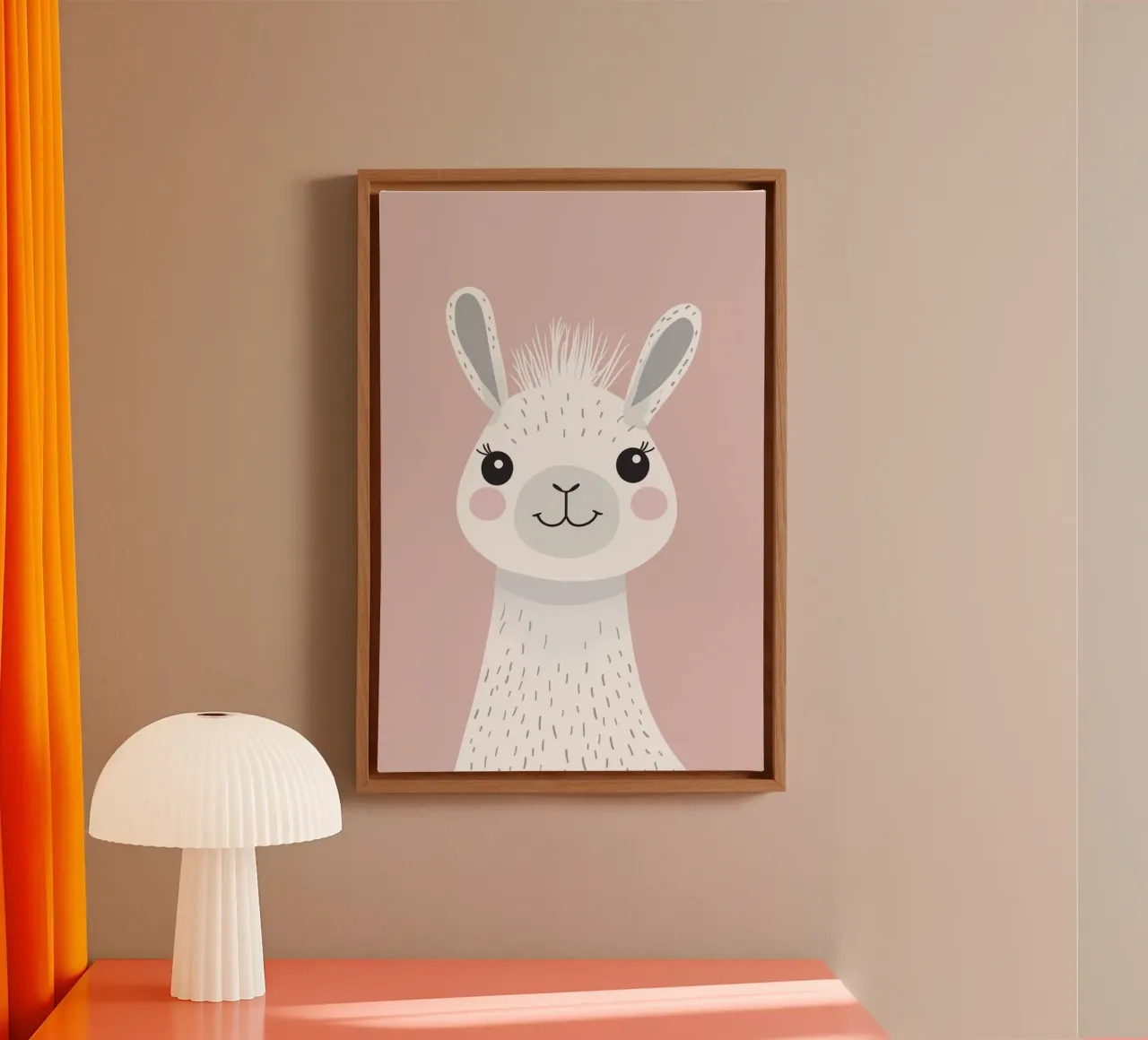 Llama in Blush tela con Cornice a cassetta da wonderfolk