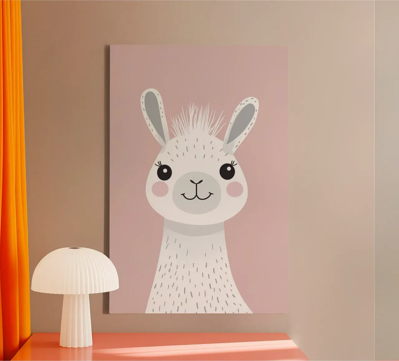 Llama in Blush tela con Cornice a cassetta da wonderfolk