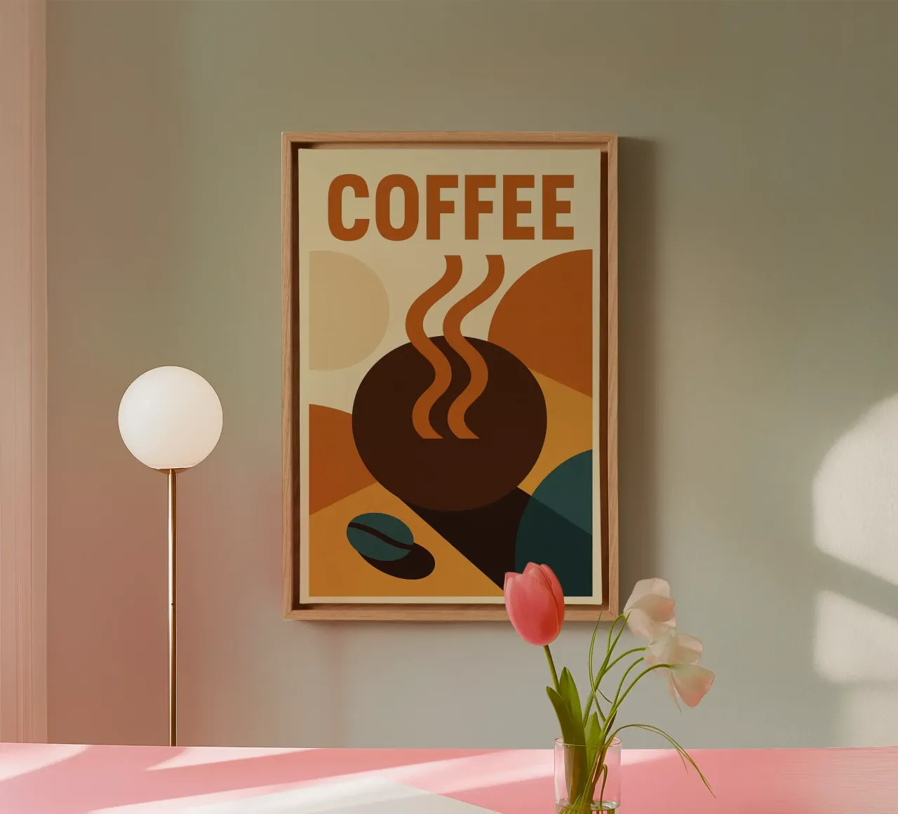 CAFFÈ - Un risveglio grafico per gli amanti del caffè tela con Cornice a cassetta da Boissons - Affiches & posters - Retro