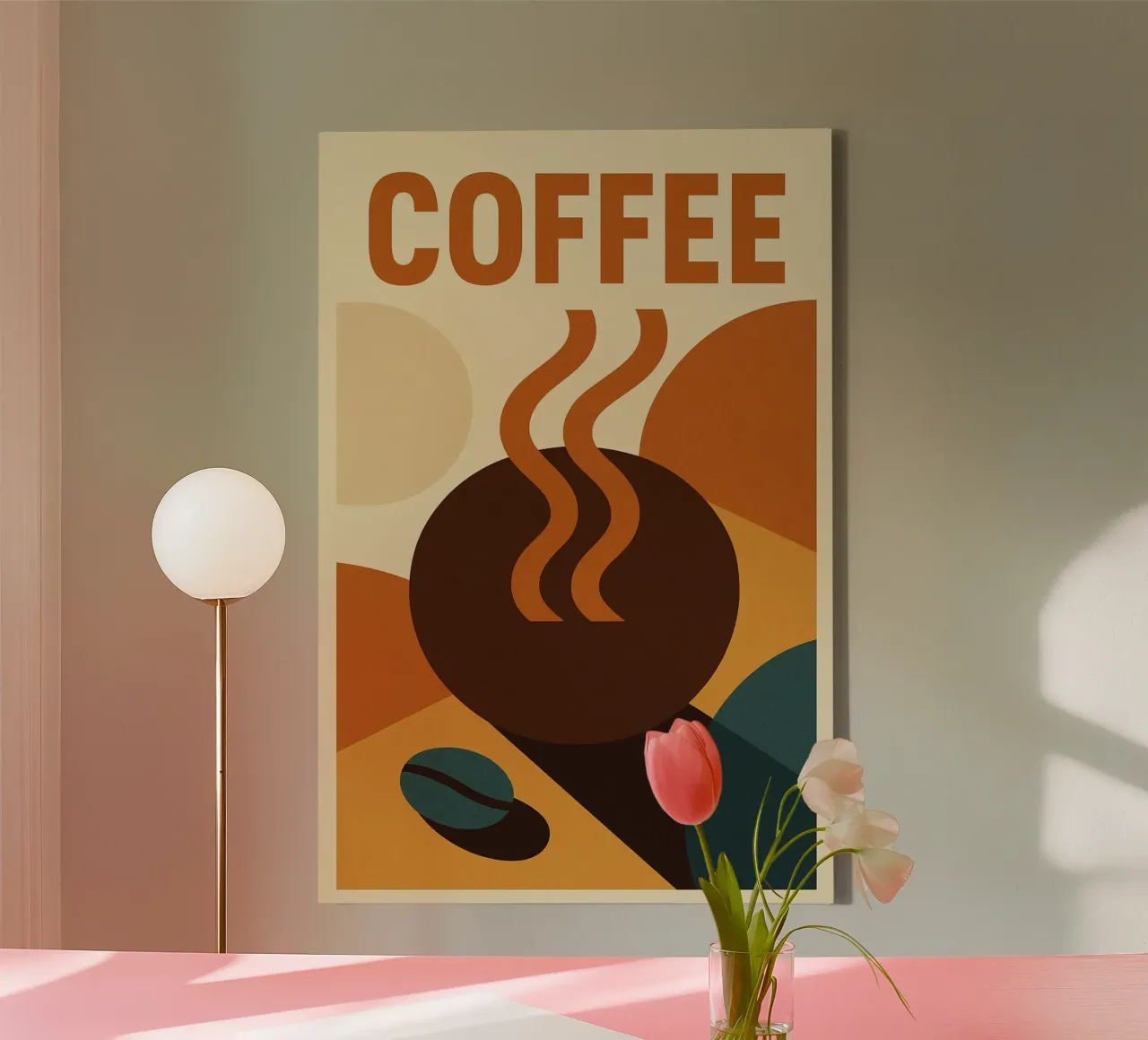 CAFFÈ - Un risveglio grafico per gli amanti del caffè tela con Cornice a cassetta da Boissons - Affiches & posters - Retro