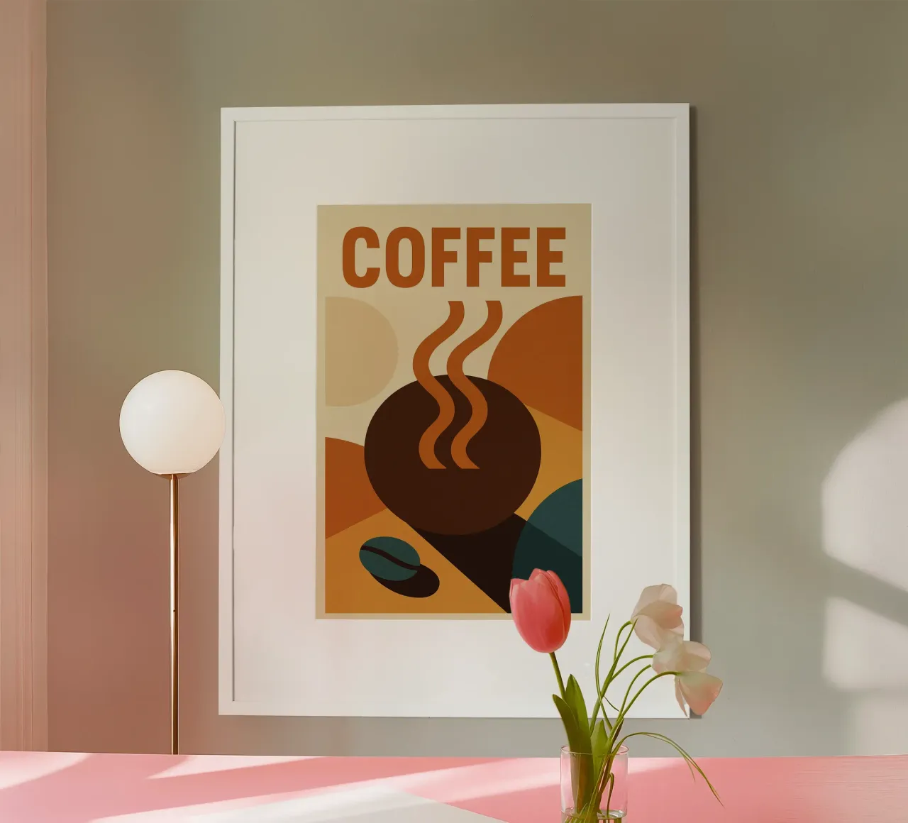 CAFFÈ - Un risveglio grafico per gli amanti del caffè poster con telaio in legno da Boissons - Affiches & posters - Retro