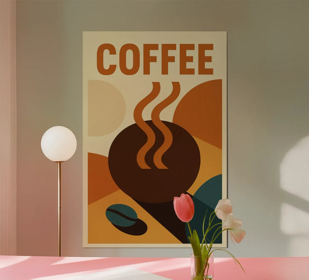 CAFFÈ - Un risveglio grafico per gli amanti del caffè poster con telaio in legno da Boissons - Affiches & posters - Retro