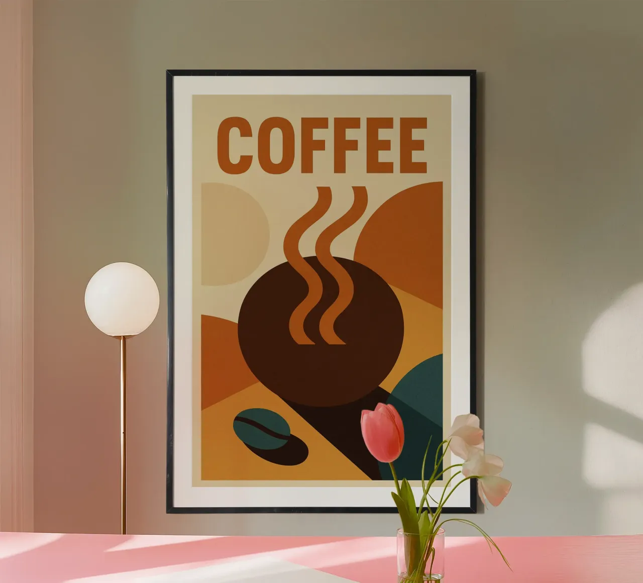 CAFFÈ - Un risveglio grafico per gli amanti del caffè poster con telaio in legno da Boissons - Affiches & posters - Retro