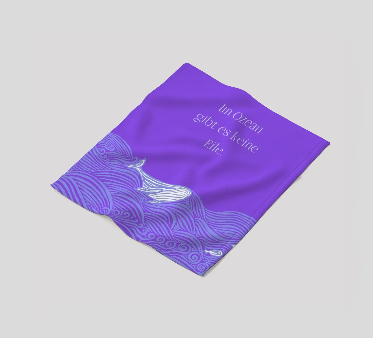 There's no hurry in the ocean - Whale in the waves in purple fleece blanket by PaperLine Art