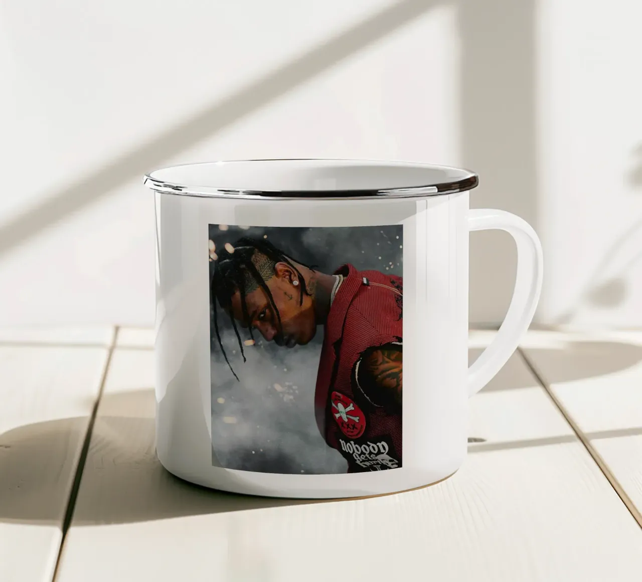 Travis Scott tazza in smalto da Musadad Shop