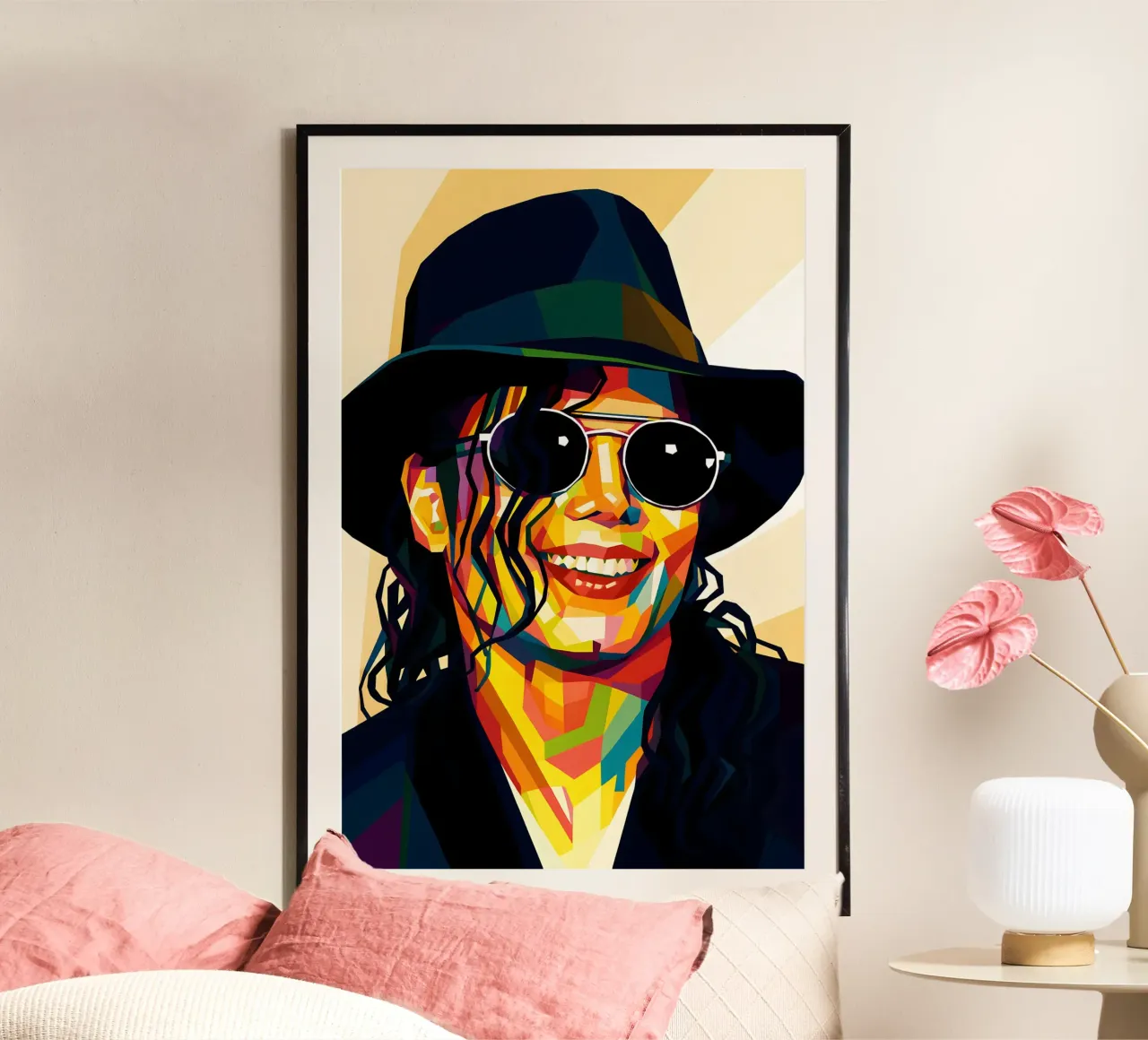 Michael Jackson smile wpap art poster con telaio in legno da BONANZA
