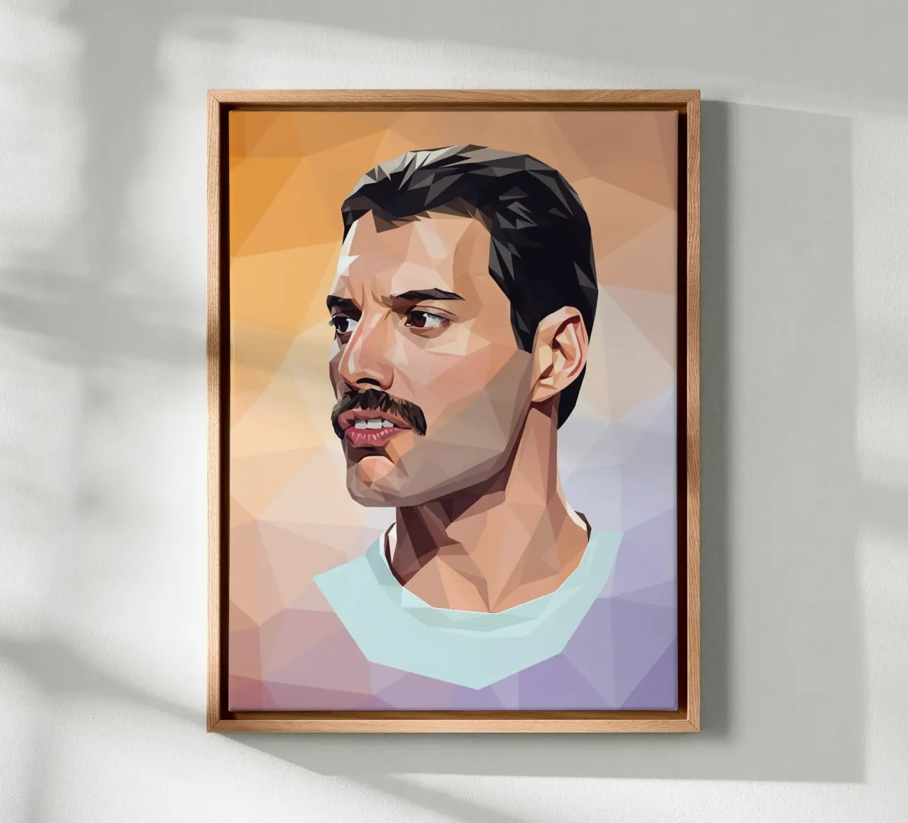 Freddie Mercury Low poly canvas with Floater frame by Low Profile