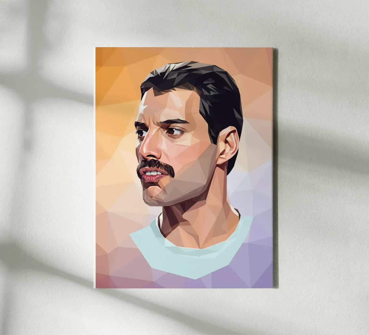 Freddie Mercury Low poly canvas with Floater frame by Low Profile