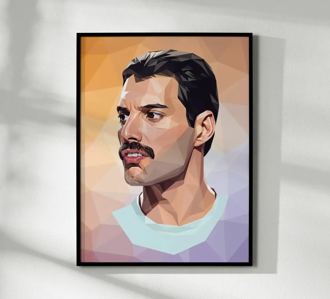 Freddie Mercury Low poly poster con telaio in legno da Low Profile