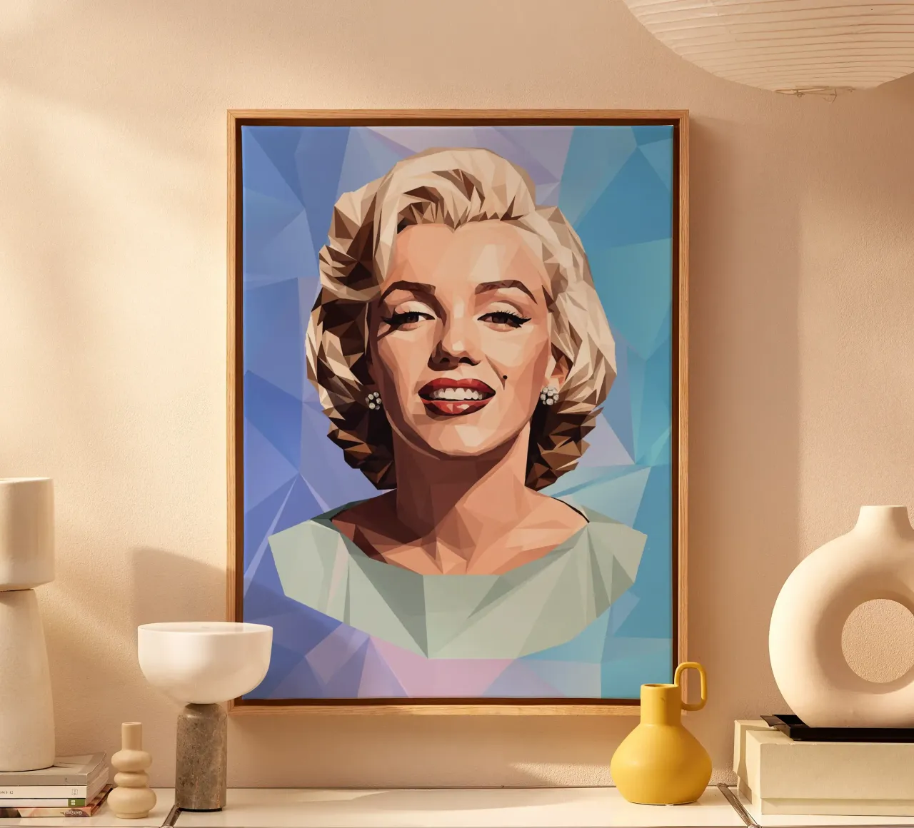 Marilyn Monroe Lowpoly tela con Cornice a cassetta da Low Profile