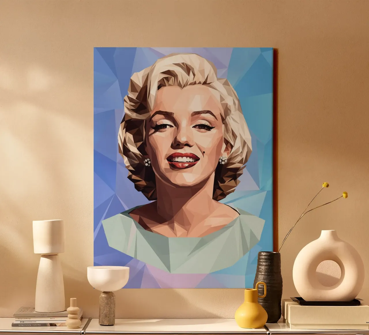 Marilyn Monroe Lowpoly tela con Cornice a cassetta da Low Profile