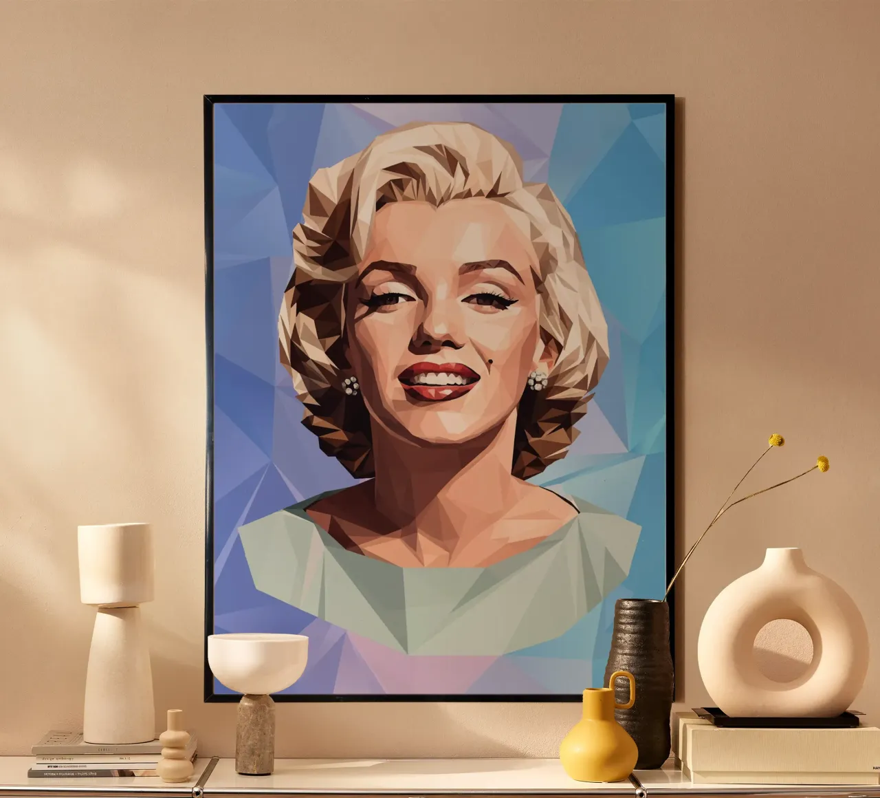 Marilyn Monroe Lowpoly poster con telaio in plastica da Low Profile