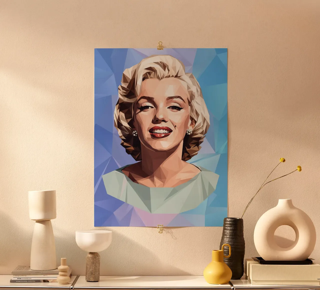 Marilyn Monroe Lowpoly poster con telaio in plastica da Low Profile
