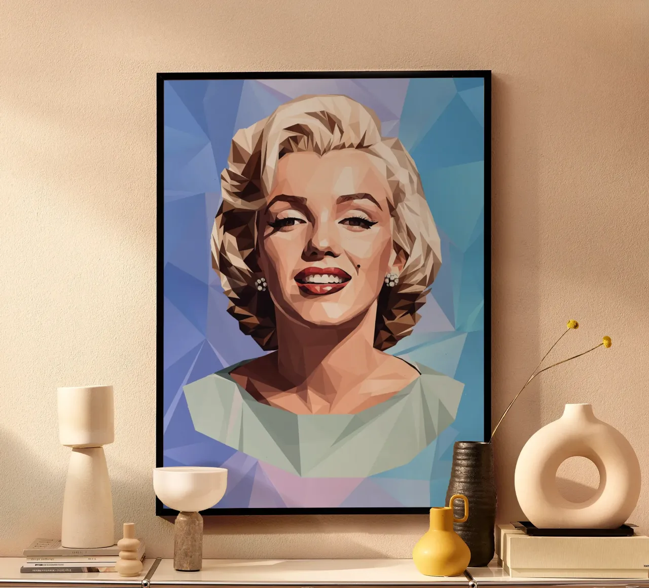 Marilyn Monroe Lowpoly poster con telaio in plastica da Low Profile