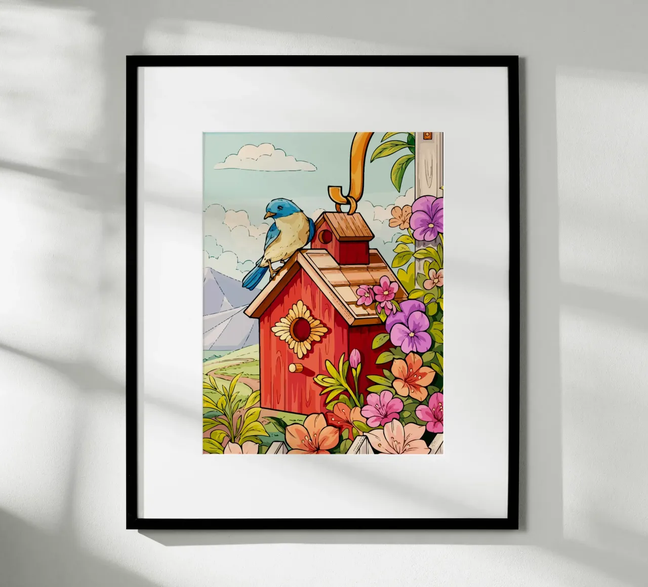 bird in the cage poster con telaio in alluminio da Dumery Art