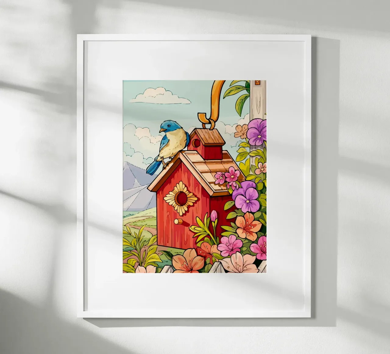 bird in the cage poster con telaio in alluminio da Dumery Art