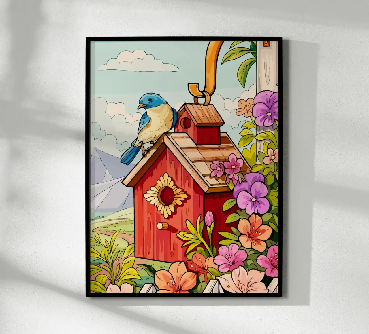 bird in the cage poster con telaio in alluminio da Dumery Art
