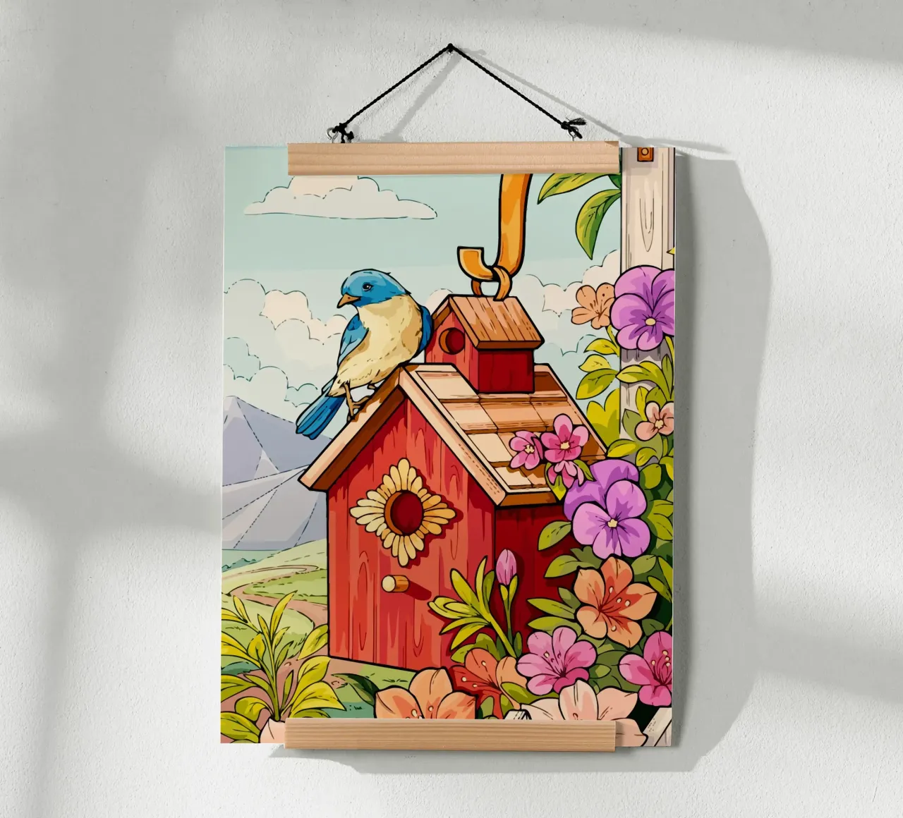 bird in the cage poster con telaio in alluminio da Dumery Art