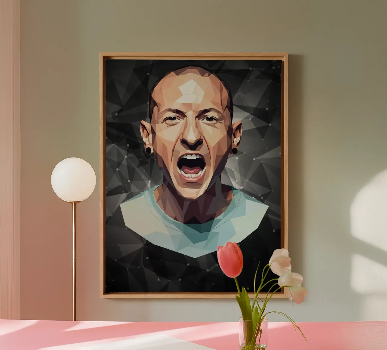 Chester Bennington Scream Lowpoly tela con Cornice a cassetta da Low Profile