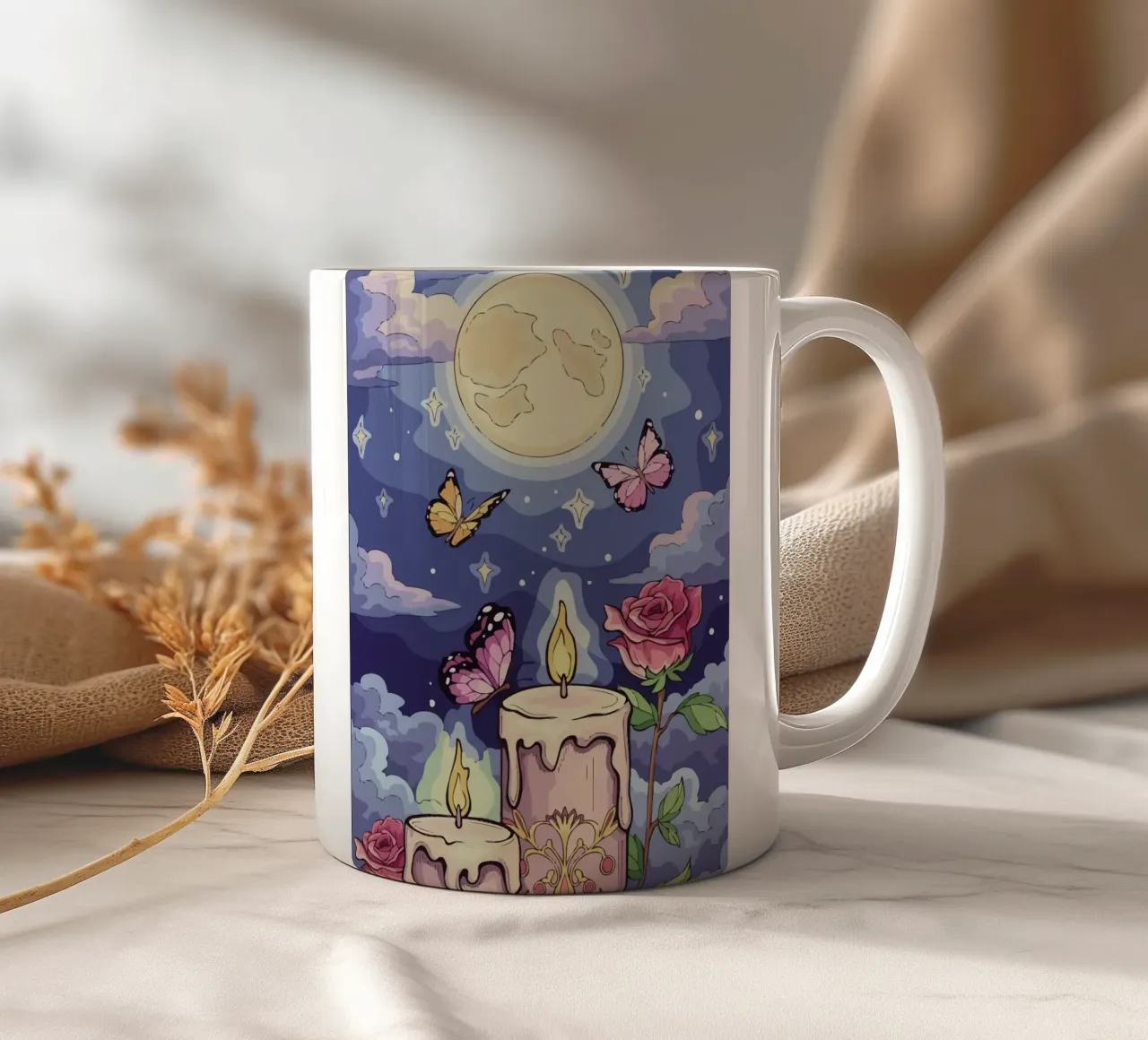 candle under the moon tazza in ceramica da Dumery Art