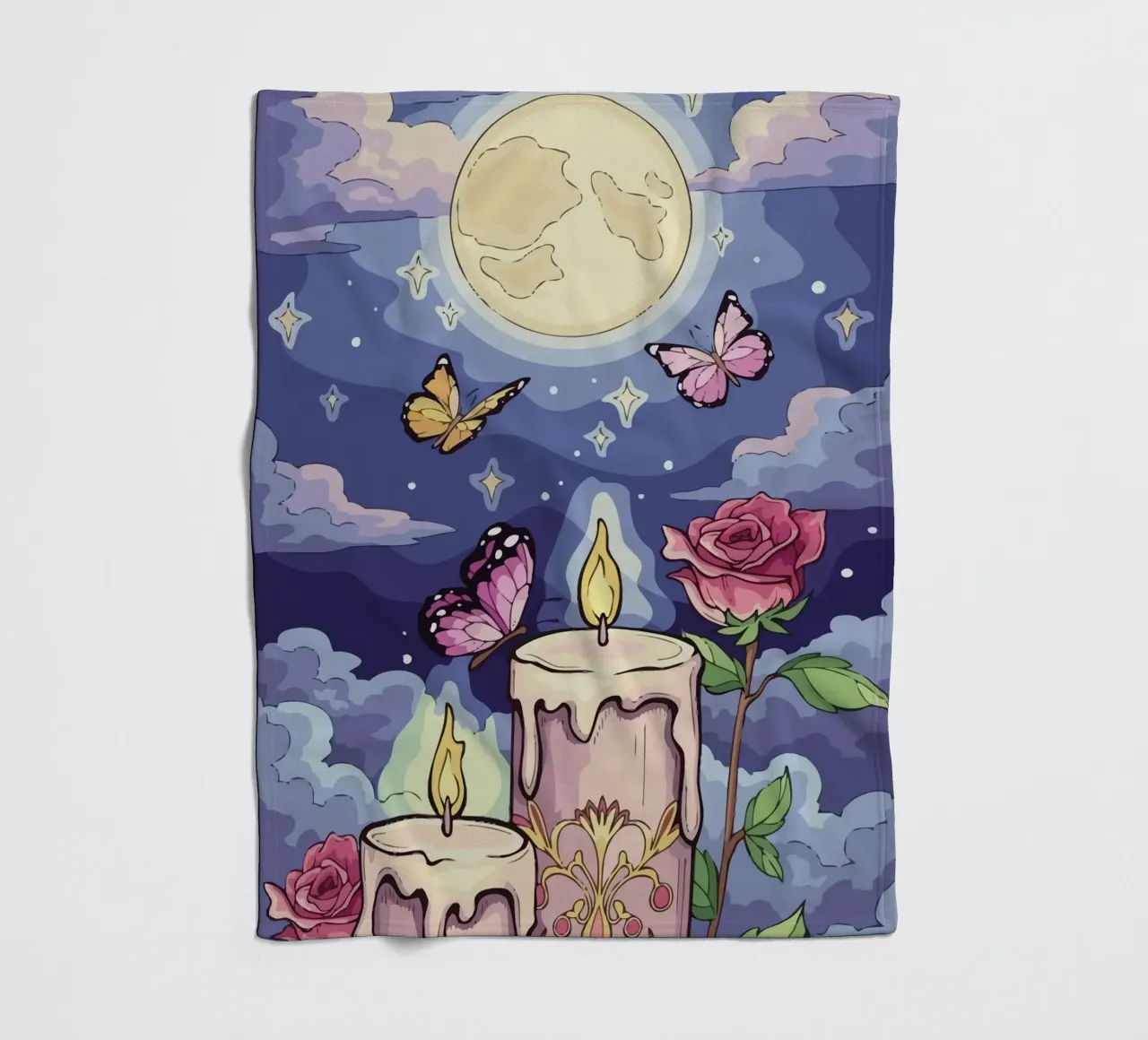 candle under the moon coperta in pile da Dumery Art