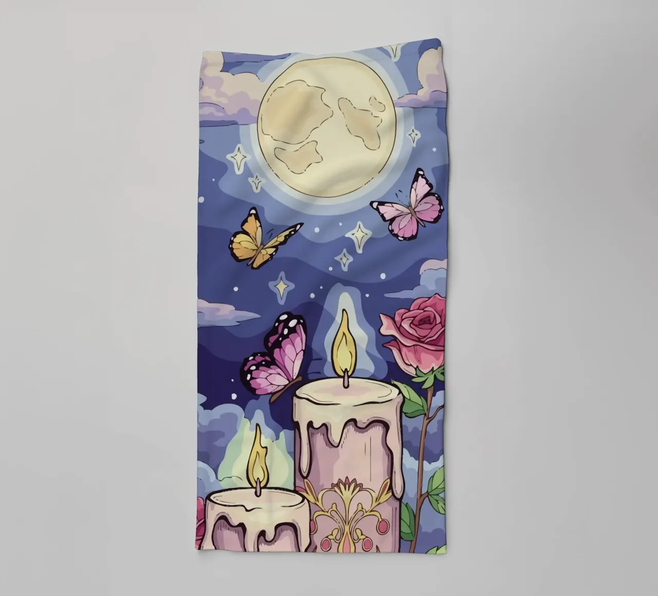 candle under the moon asciugamano da bagno da Dumery Art