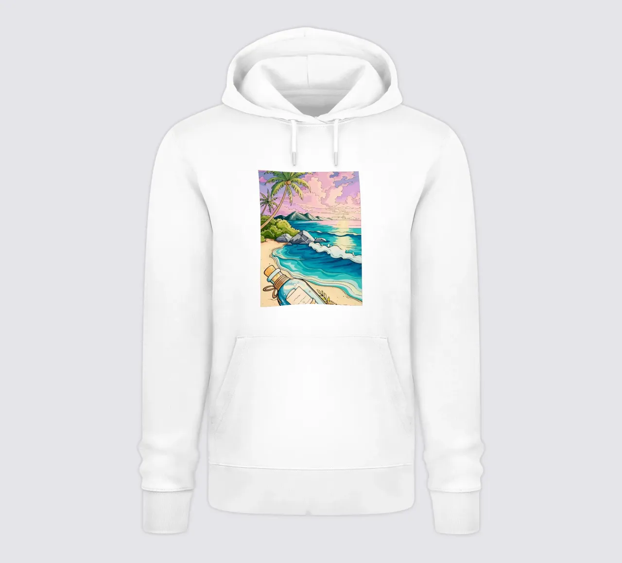 message in a bottle on the beach felpa con cappuccio da Dumery Art