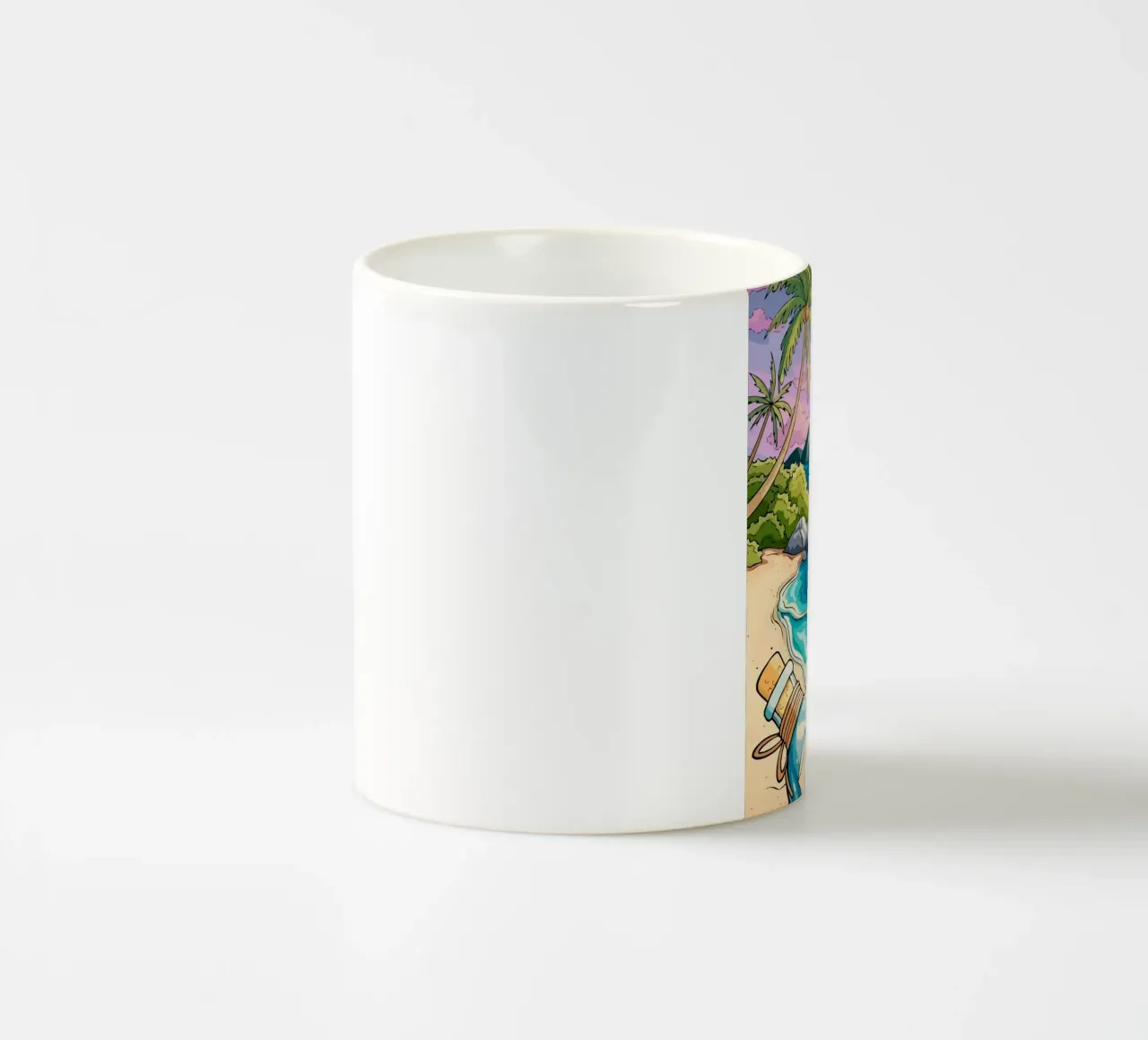 message in a bottle on the beach tazza in ceramica da Dumery Art