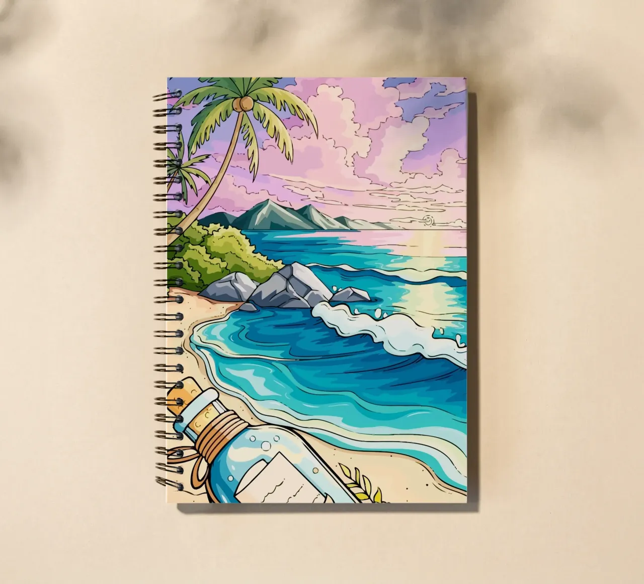 message in a bottle on the beach diario ad anelli da Dumery Art