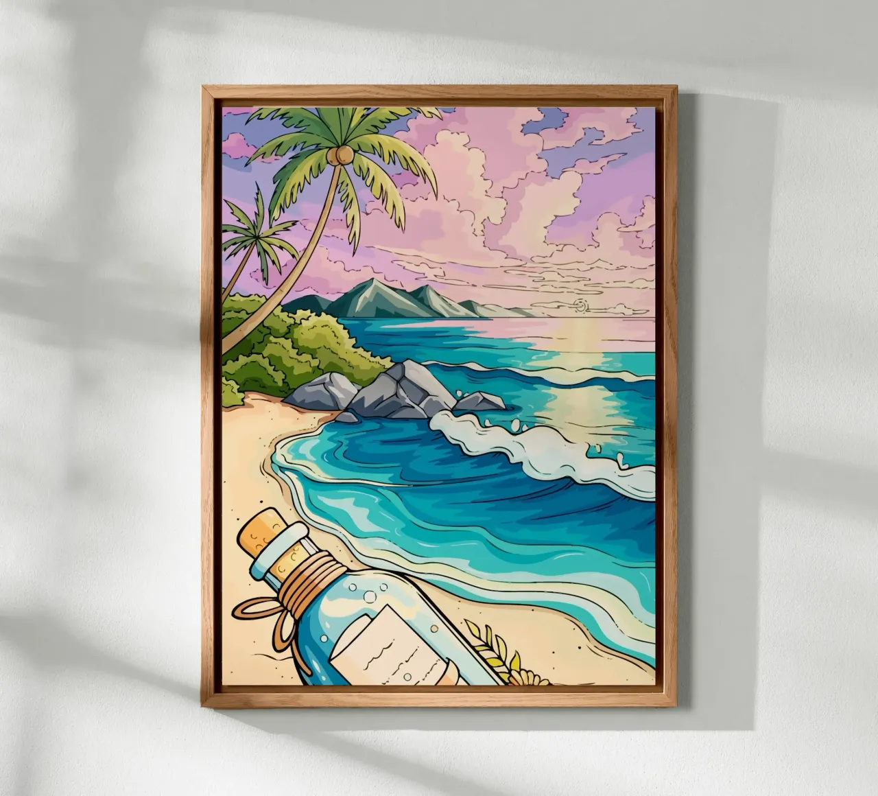 message in a bottle on the beach alluminio dibond da Dumery Art