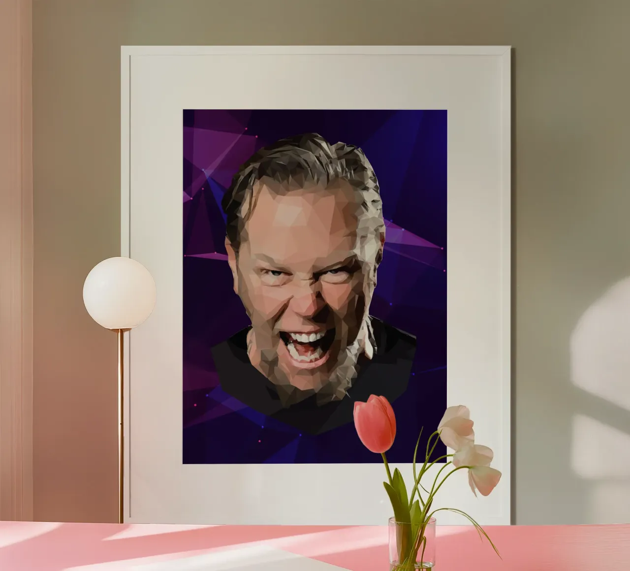 James Hetfield Urlo Lowpoly poster con telaio in legno da Low Profile