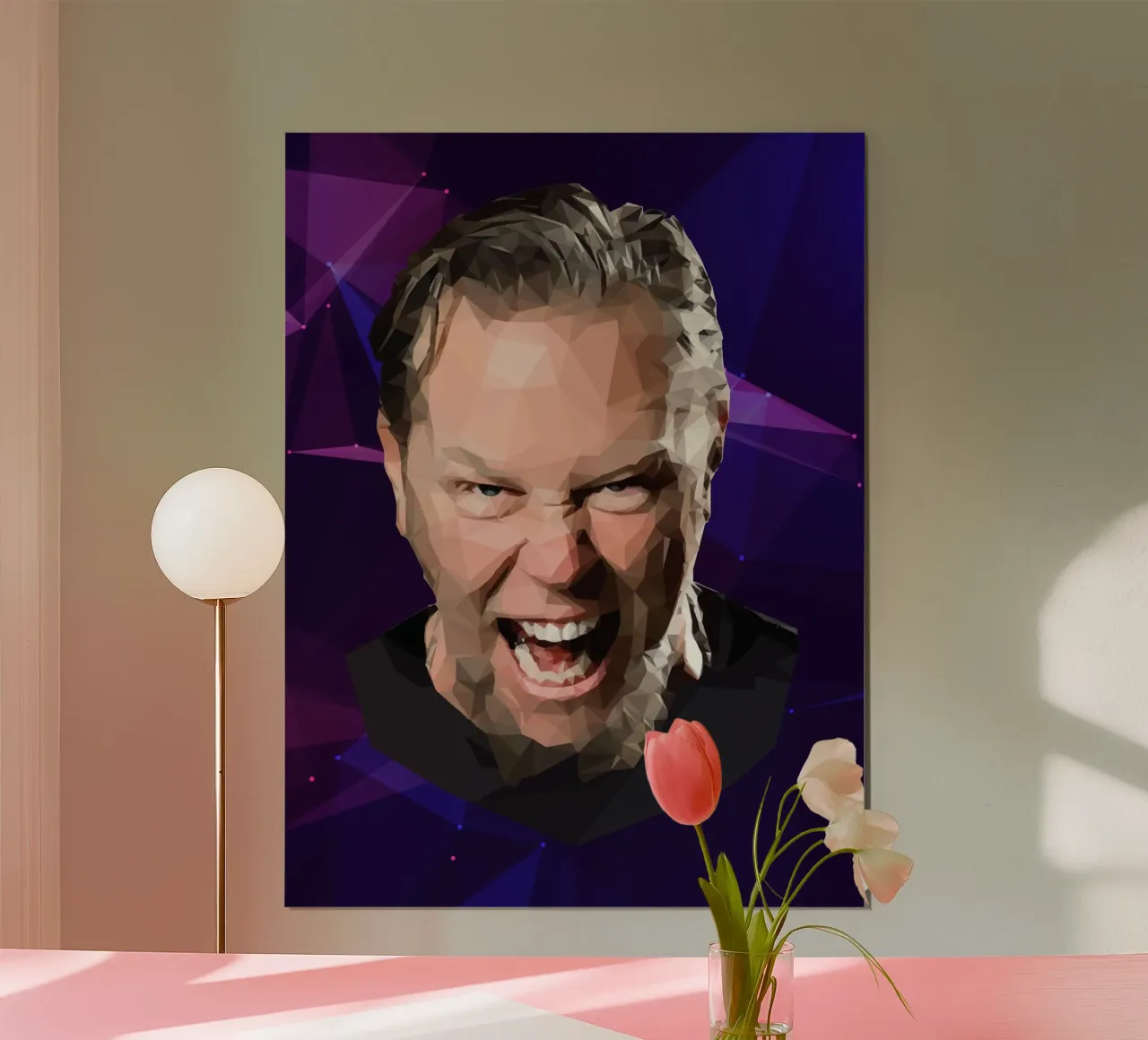 James Hetfield Urlo Lowpoly poster con telaio in legno da Low Profile
