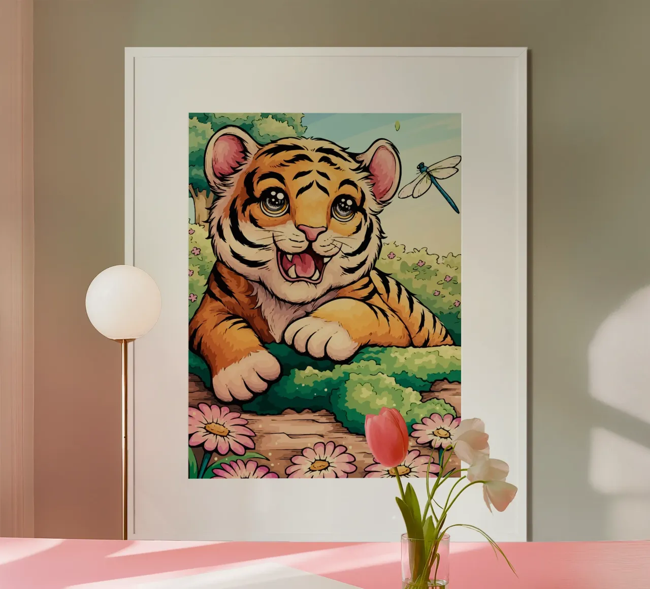 baby tiger poster con telaio in alluminio da Dumery Art