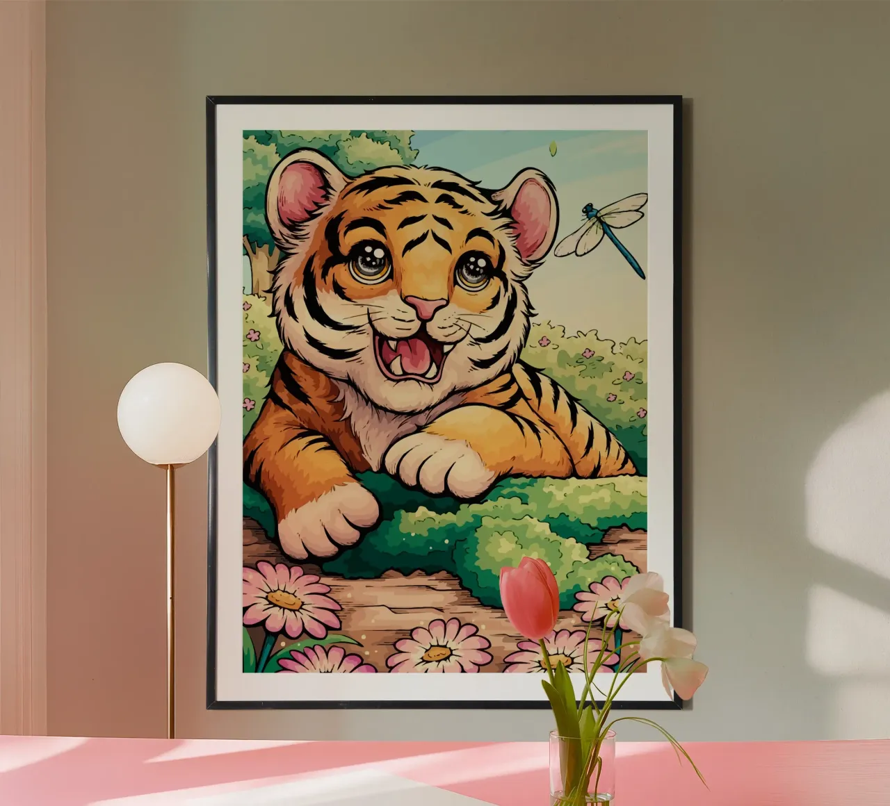 baby tiger poster con telaio in alluminio da Dumery Art