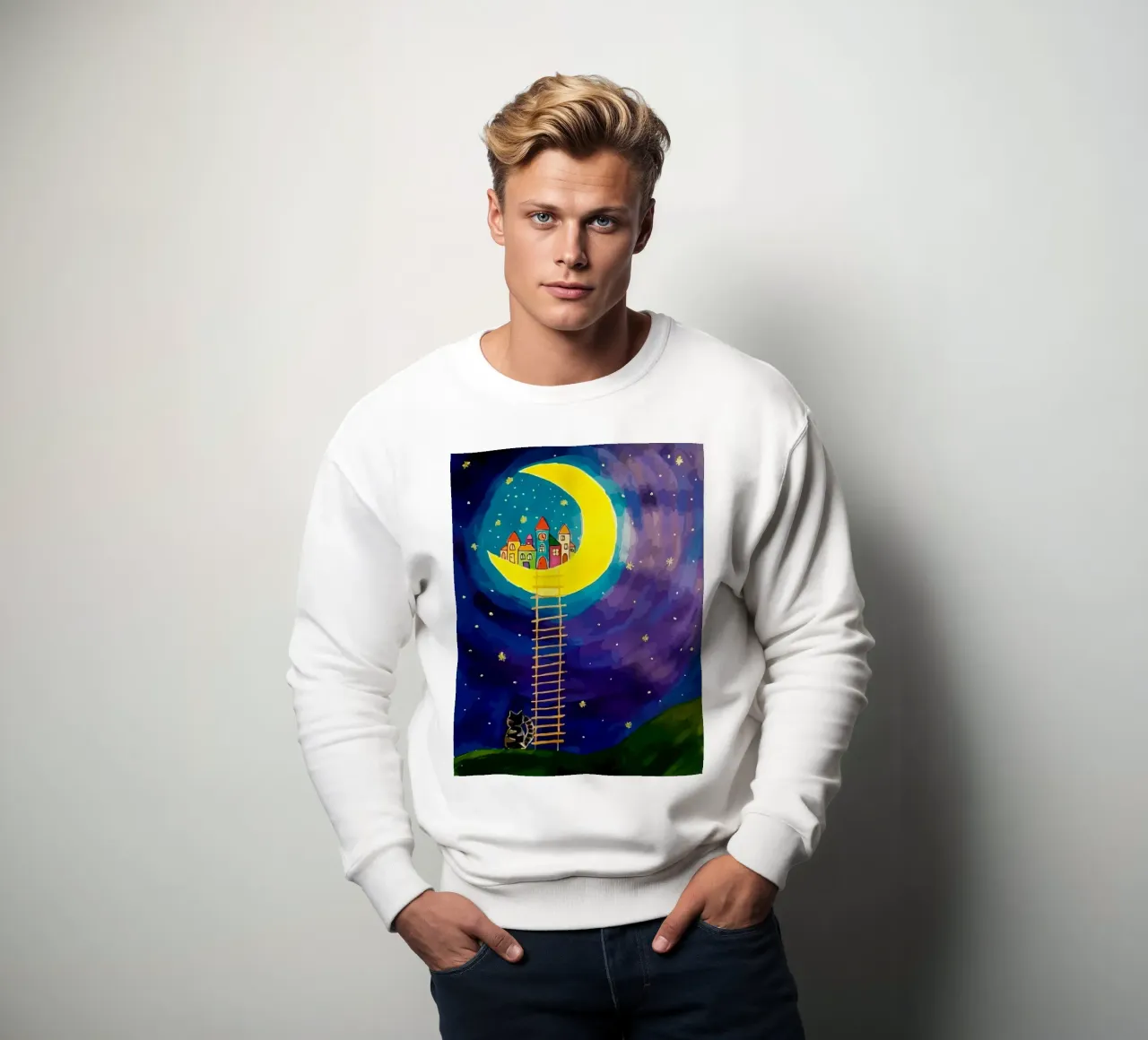 stairs up to the moon felpa da Dumery Art