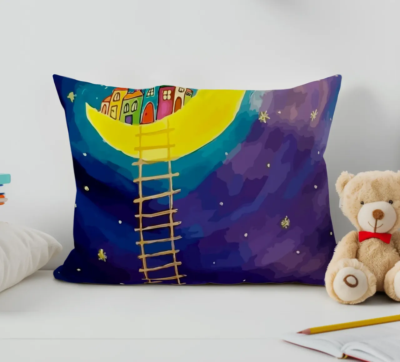 stairs up to the moon cuscino da Dumery Art