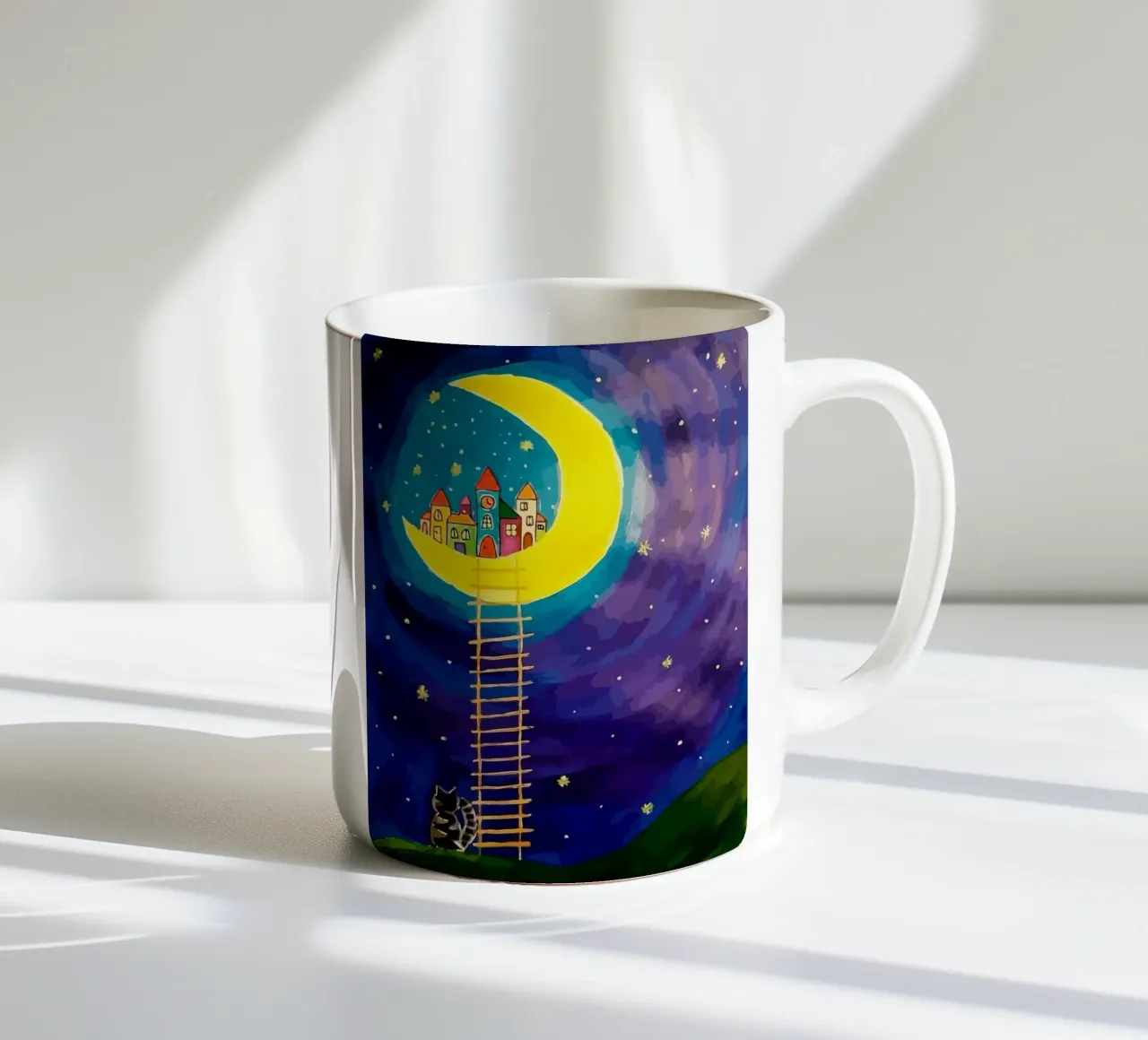 stairs up to the moon tazza in ceramica da Dumery Art