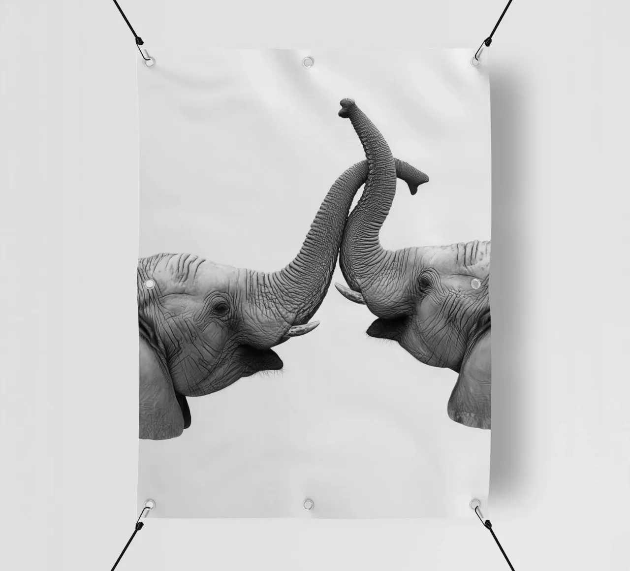 Tenero abbraccio di un elefante telo in pvc da Carinaprint