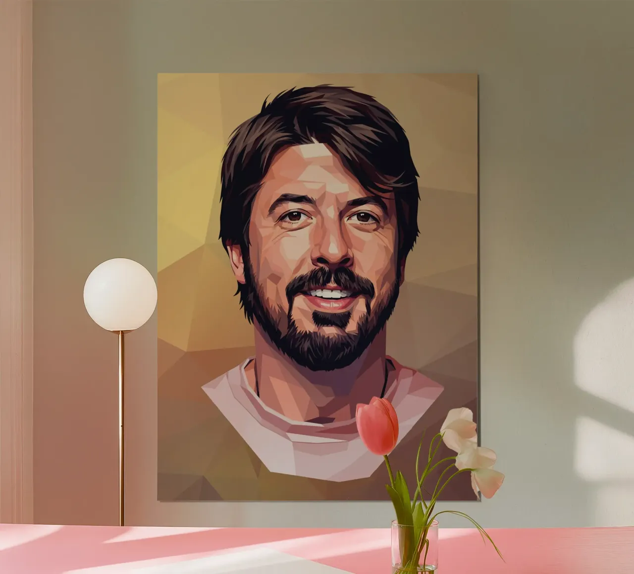Dave Grohl Low poly poster con telaio in legno da Low Profile