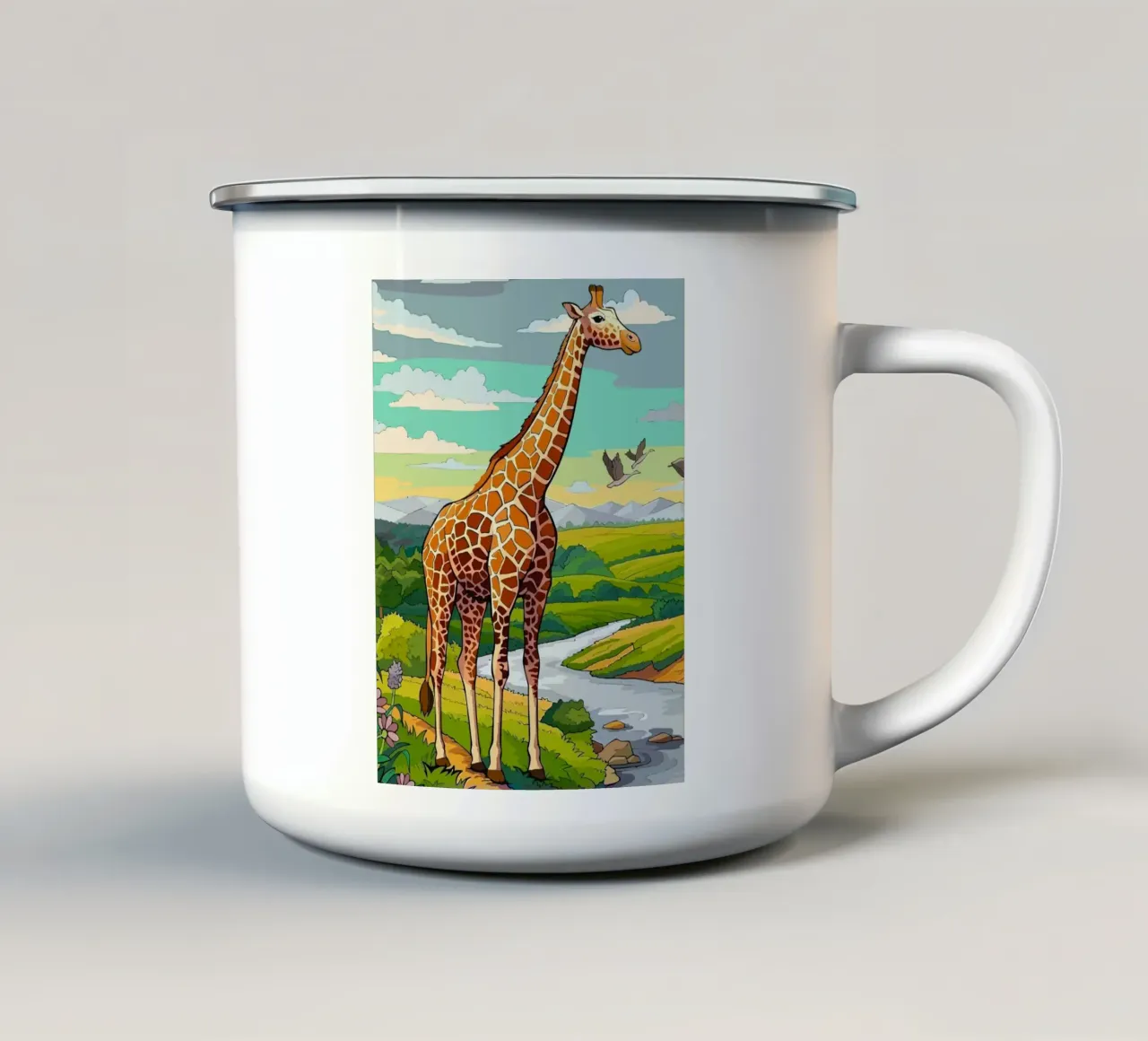 giraffe tazza in smalto da Dumery Art
