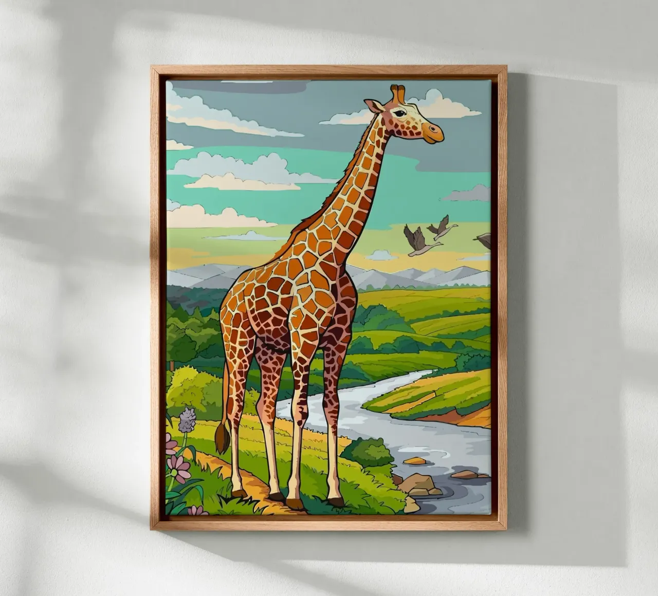 giraffe tela con Cornice a cassetta da Dumery Art