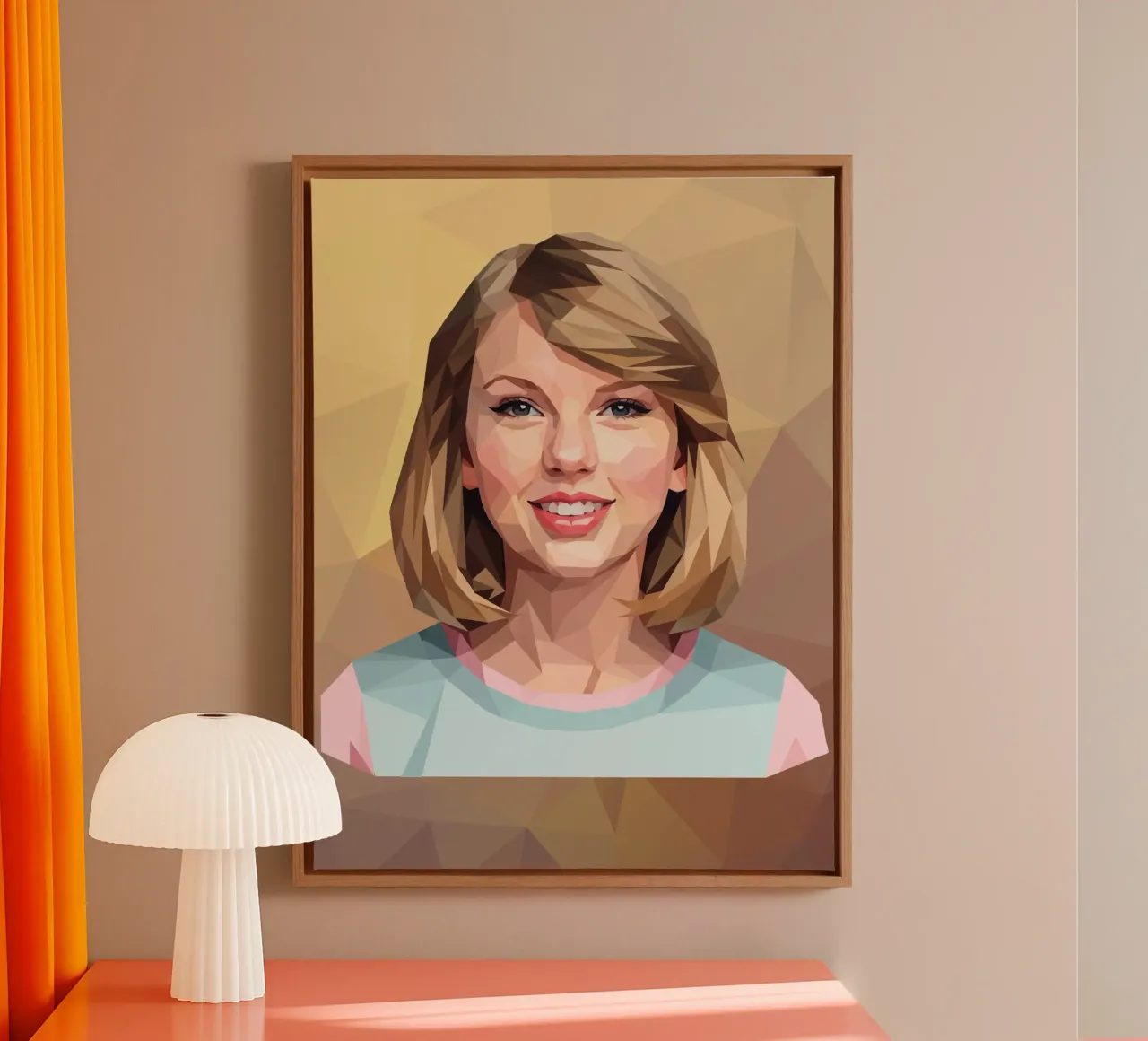 Taylor Swift Lowpoly canvas met Baklijst van Low Profile