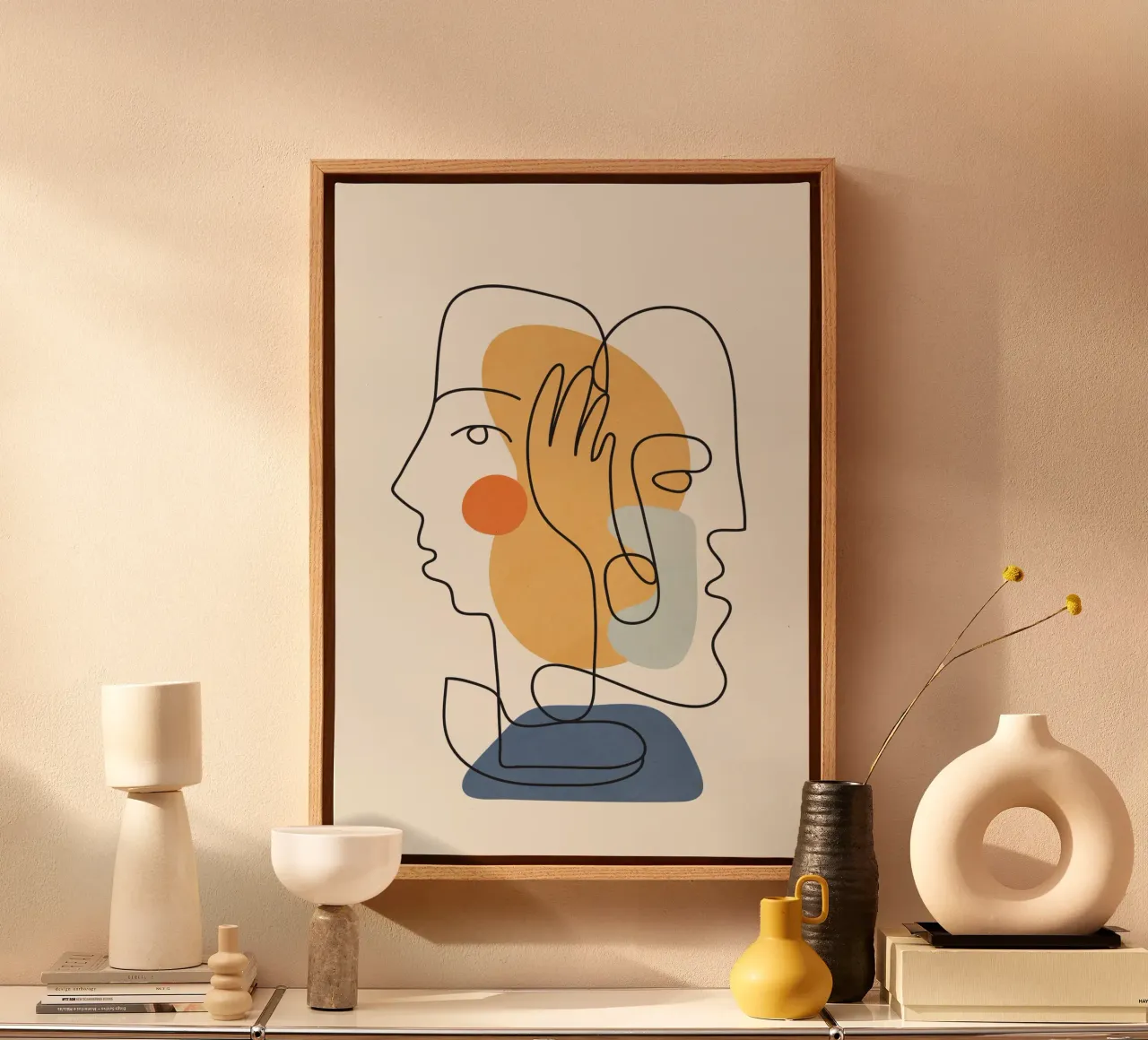 Abstract Faces 5 canvas met Baklijst van cityart