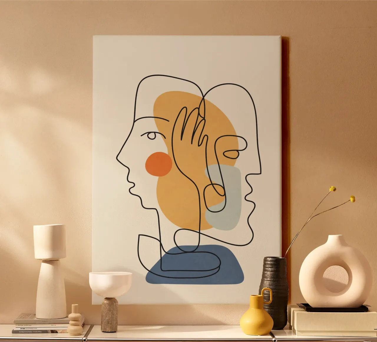 Abstract Faces 5 canvas met Baklijst van cityart