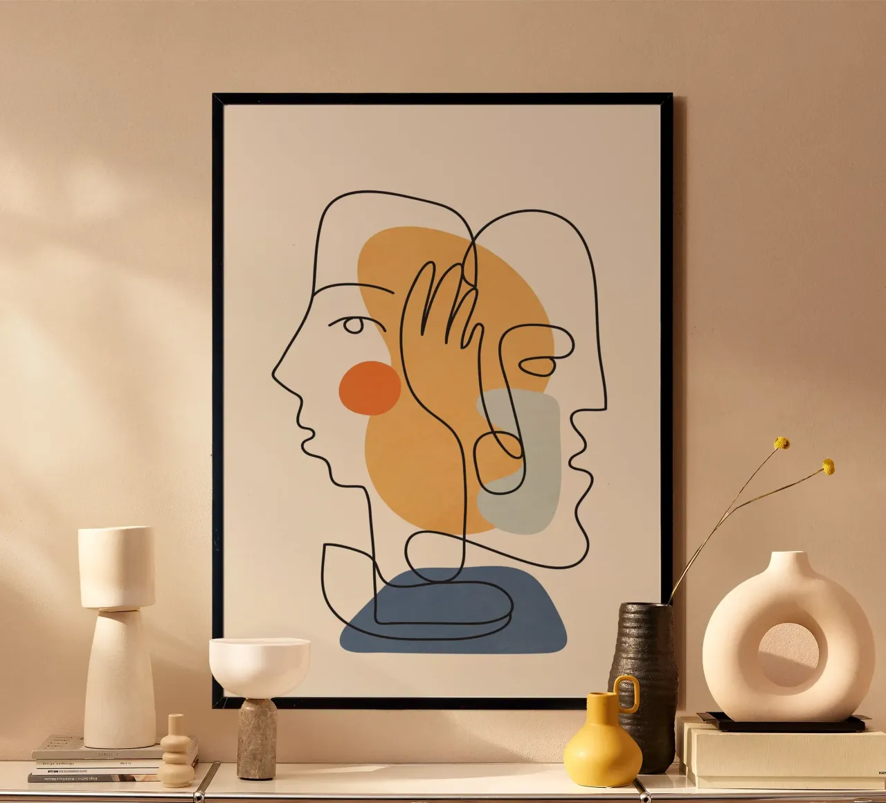 Abstract Faces 5 poster con telaio in alluminio da cityart