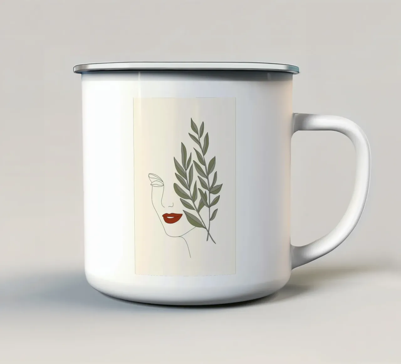 Colorful Thoughts Minimal Line Art Woman Face II tazza in smalto da Nadjaa