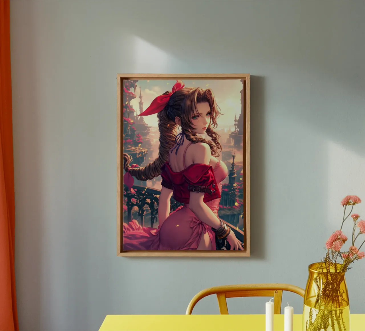 Aerith Fantasia Finale FFVII tela con Cornice a cassetta da Stellar Creative