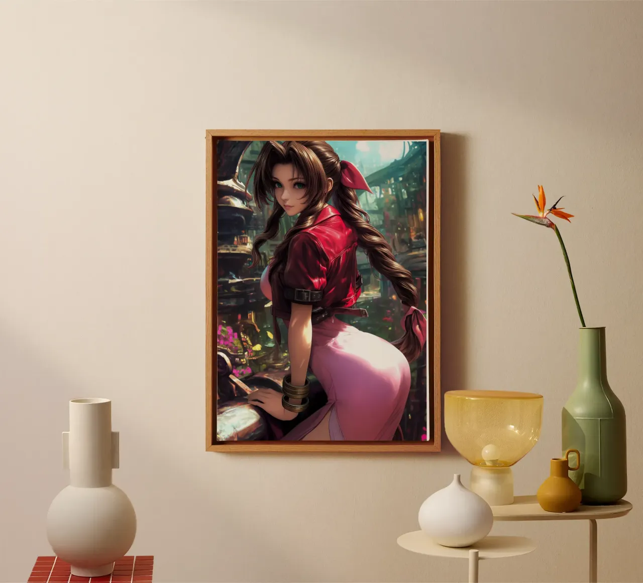 Aerith a Midgar Final Fantasy FFVII FF7 tela con Cornice a cassetta da Stellar Creative
