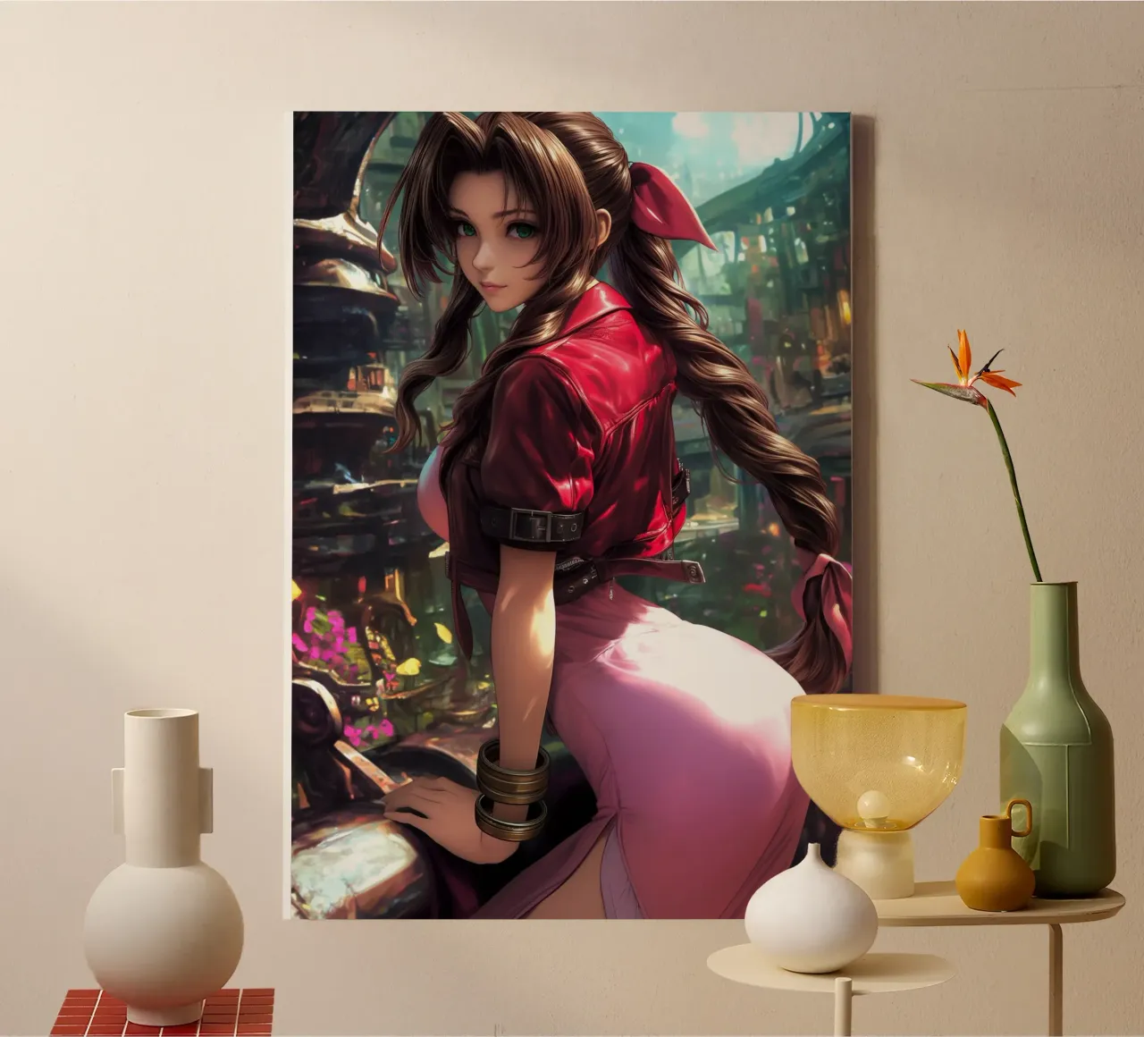 Aerith a Midgar Final Fantasy FFVII FF7 tela con Cornice a cassetta da Stellar Creative